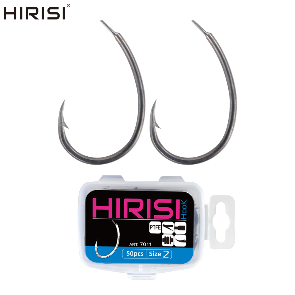 Fishing Hook Assortment - Hirisi 50pcs PTFE Coating Barbed Fish