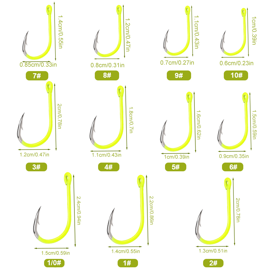 NGB 50pcs 1/0#-10#Fluorescent  - Fishing Hook Assortment review and price