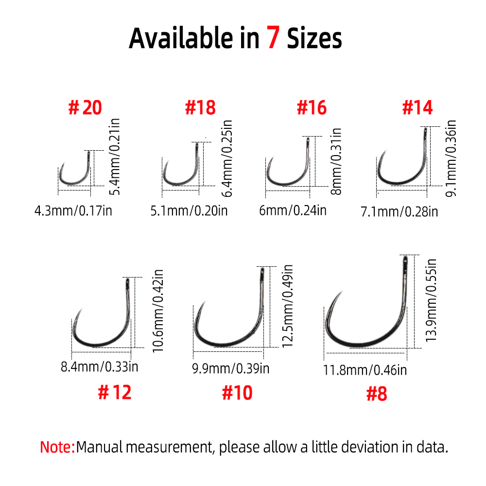 50pcs #8～#20 Hopper Emergers E - Fishing Hook Barbless review and price