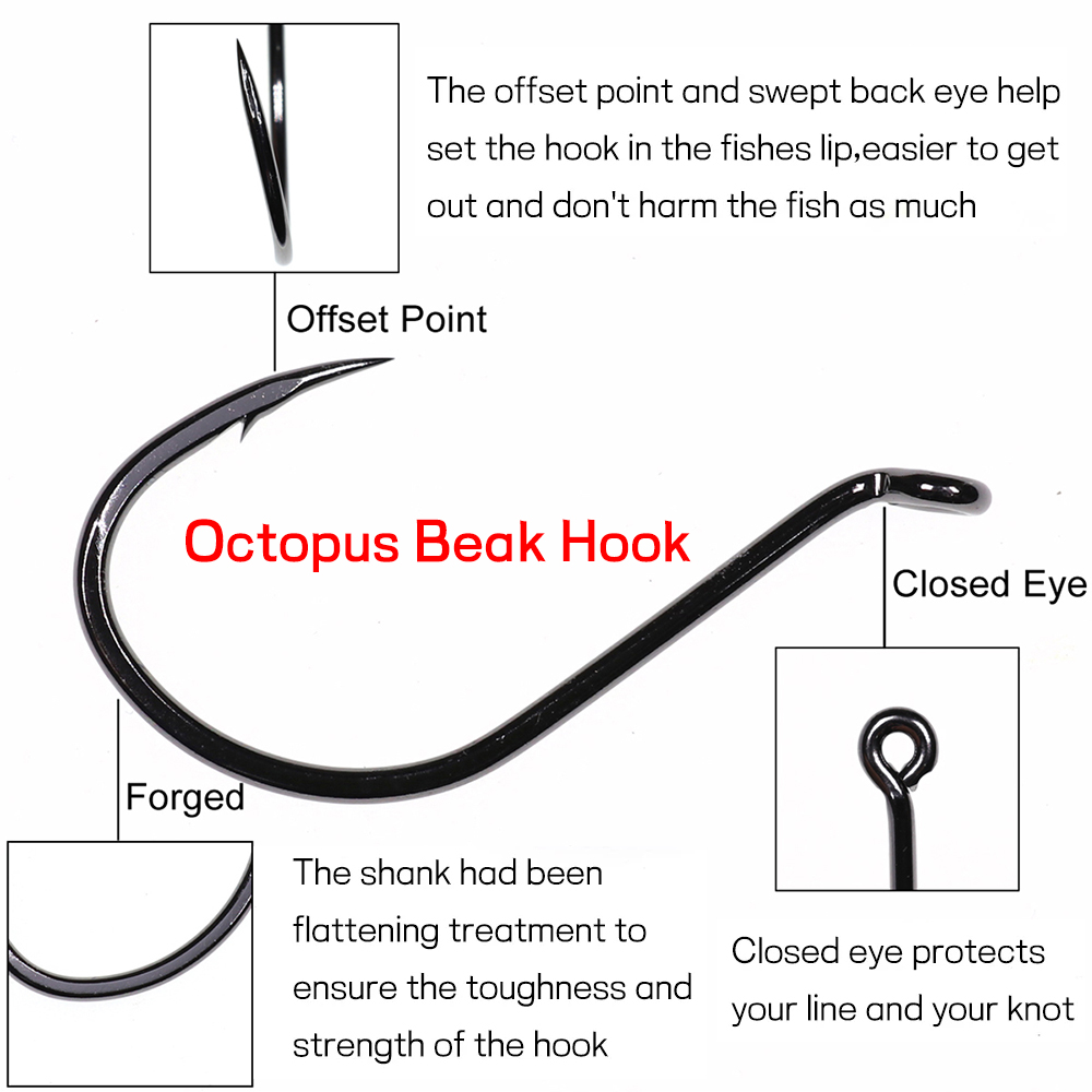 Bimoo 20pcs Offset Octopus Bea - Fishing Hook Barbless review and price